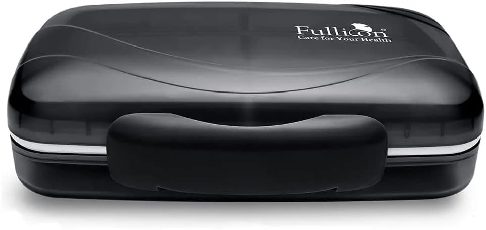 Fullicon Moisture Proof Travel 8 Compartments Pill Organizer, Black | Extra Large, Airtight, Labelable, Moistureproof thumbnail 9