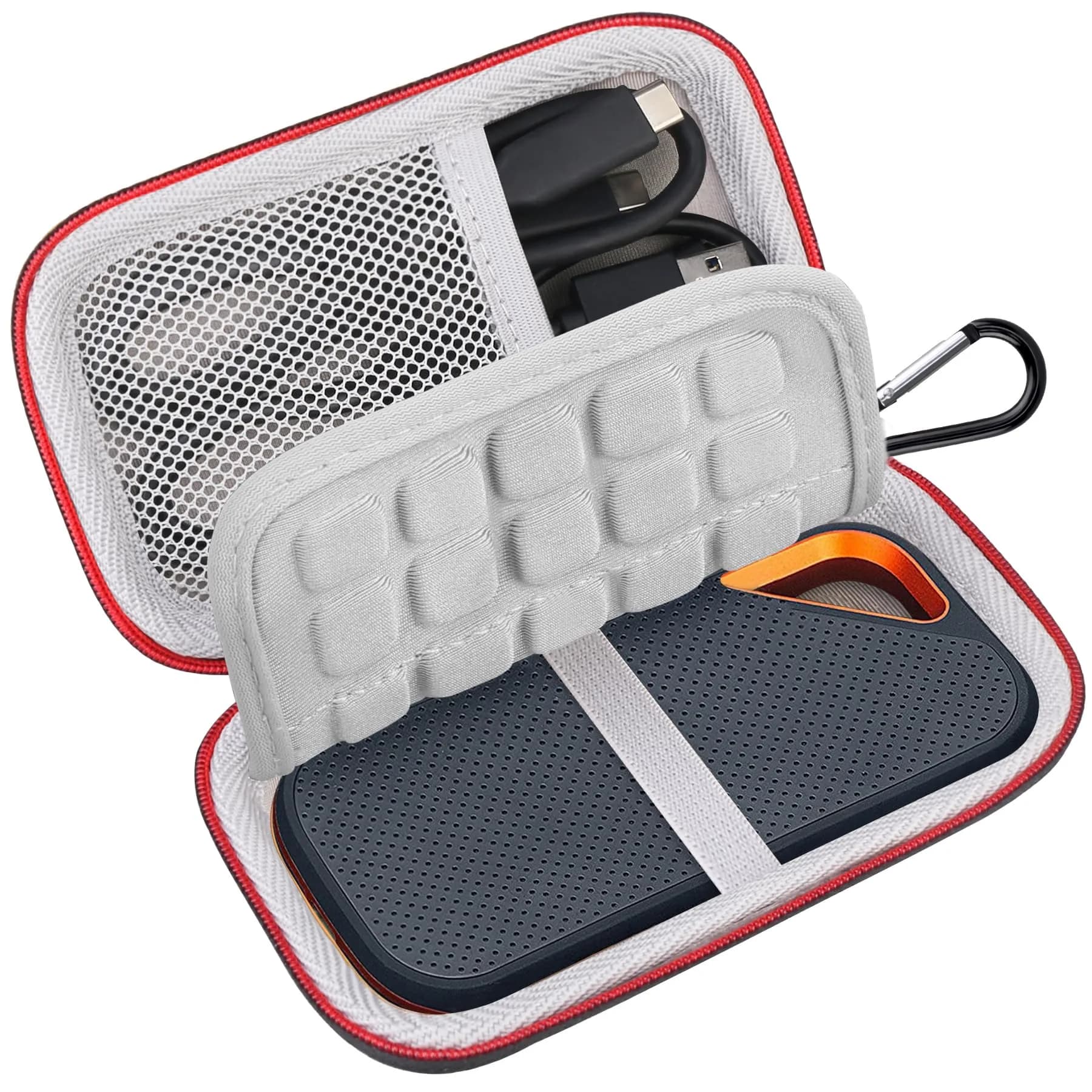 Lacdo Hard Carrying Case for SanDisk Extreme SSD 500GB | Shockproof Water-Resistant Travel Bag, Orange — Black