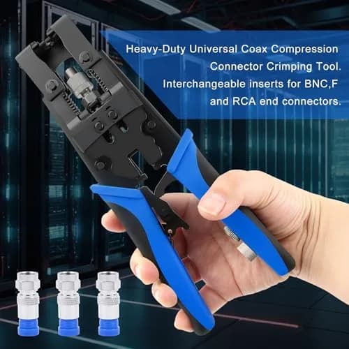 Delgada Coax Cable Crimper 3-in-1 BNC Compression Tool for RG58 RG59 RG6 | Durable, Ergonomic, Waterproof thumbnail 5