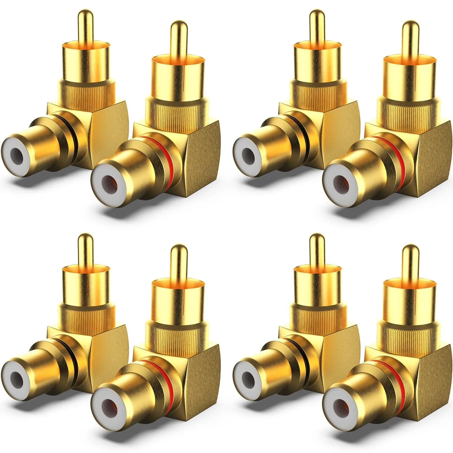 Warmstor 8-Pack RCA Right Angle Adapter 90 Degree Male to Female Connector | Extends Less Than 1 Inch - main product image