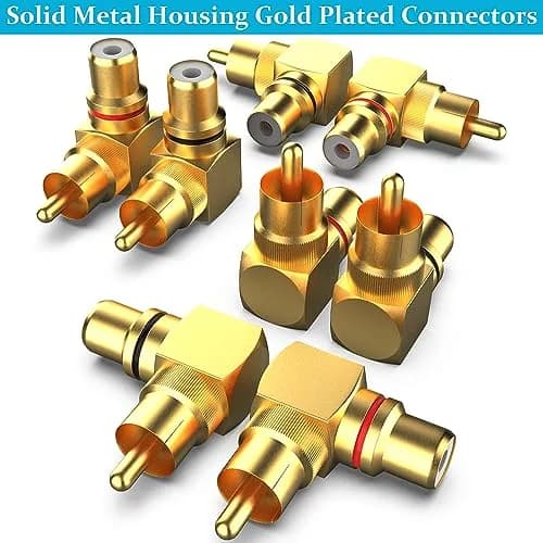 Warmstor 8-Pack RCA Right Angle Adapter 90 Degree Male to Female Connector | Extends Less Than 1 Inch thumbnail 4