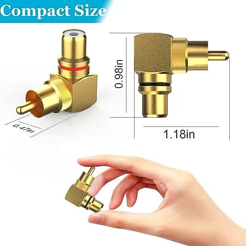 Warmstor 8-Pack RCA Right Angle Adapter 90 Degree Male to Female Connector | Extends Less Than 1 Inch thumbnail 5