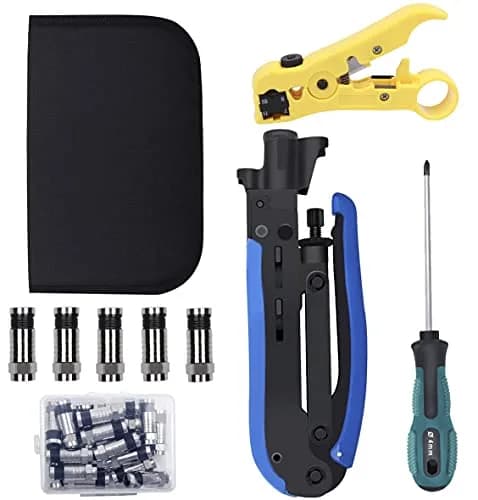 Delgada Coax Cable Crimper Kit, Compression Tool for RG6 RG59 RG11 | Precise & Durable thumbnail 1