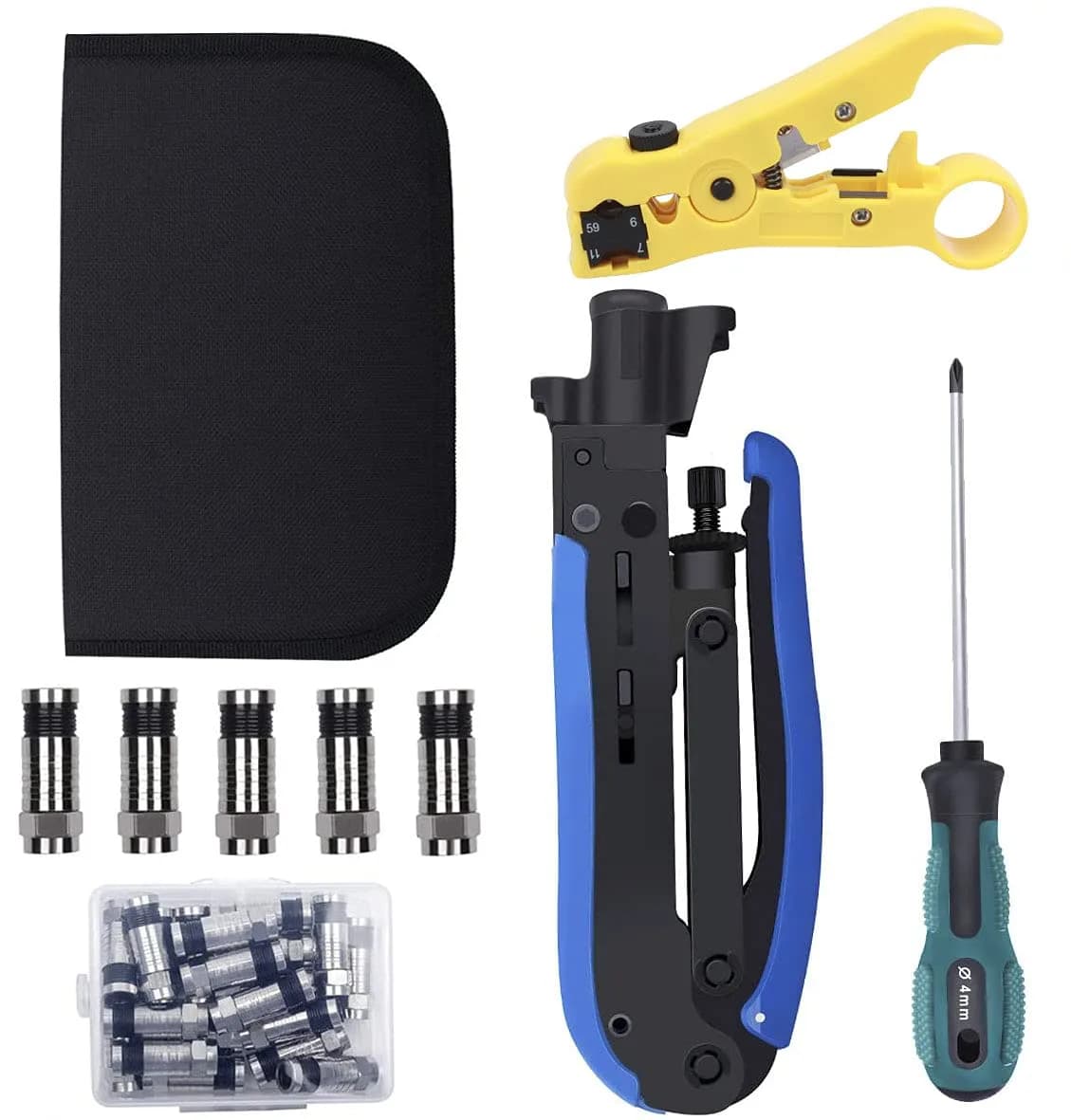 Delgada Coax Cable Crimper Kit, Compression Tool for RG6 RG59 RG11 | Precise & Durable - main product image