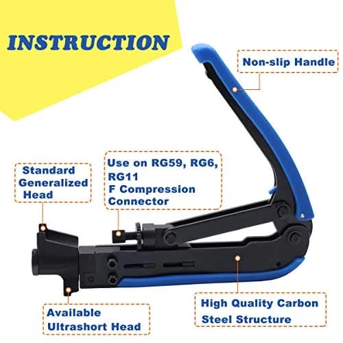 Delgada Coax Cable Crimper Kit, Compression Tool for RG6 RG59 RG11 | Precise & Durable thumbnail 4