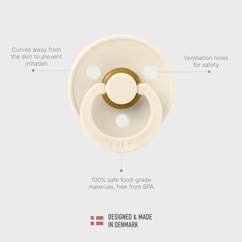 Bibs Pacifiers Blush/Ivory | Natural Rubber Baby Pacifier | 6+ Months | Made in Denmark thumbnail 4