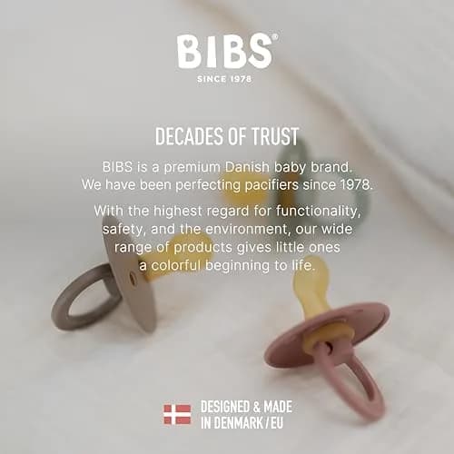 Bibs Pacifiers Blush/Ivory | Natural Rubber Baby Pacifier | 6+ Months | Made in Denmark thumbnail 6