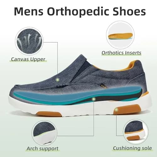 OrthoComfoot Men's Orthopedic Walking Shoes for High Arch & Plantar Fasciitis | Diabetic-Friendly Sneakers Size 9 thumbnail 3