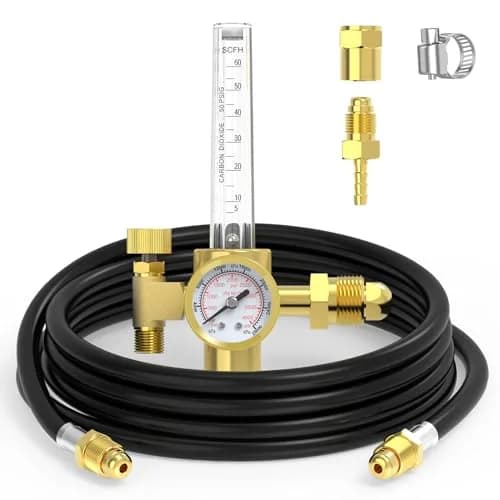 YESWELDER Welding Gas Regulator Flow Meter with Hose, CGA-580 Inlet, 0-60 CFH, 0-4000 PSI, Brass Construction | For MIG/TIG Welding thumbnail 1