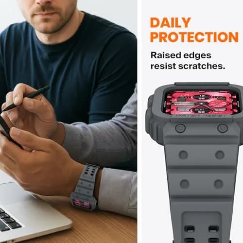 amBand Rugged Compatible for Apple Watch 45mm 44mm 42mm Space Gray | Shockproof Military Drop-Proof thumbnail 3