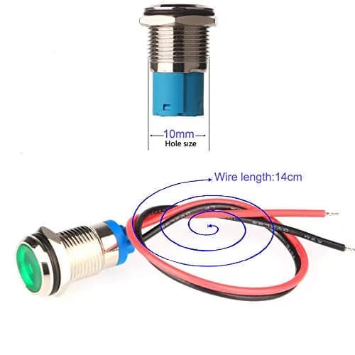 Gebeldet 5pcs 10mm AC/DC 12-24V LED Metal Indicator Light Set | Waterproof Signal Lamp for Cars, Trucks, Boats thumbnail 4
