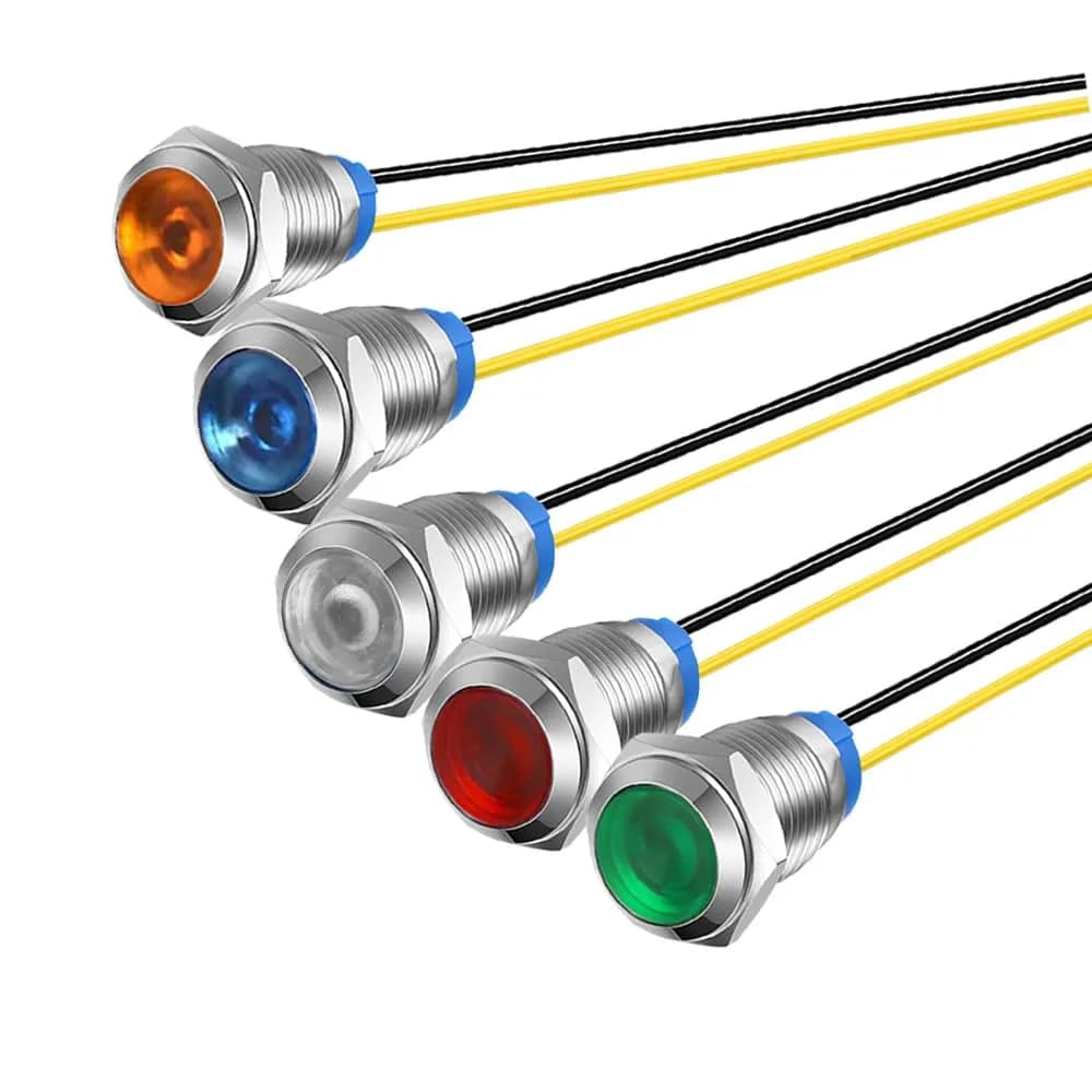Gebeldet Blue 5pcs 10mm LED Metal Indicator Light 230VAC (0.82 inch) | Waterproof Signal Lamp — Multicolored 110V