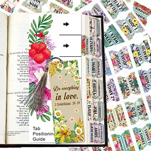 CUALFEC Bible Index Tabs Matte Laminated Floral Design 122 Pcs | Organise Scripture with Ease thumbnail 1