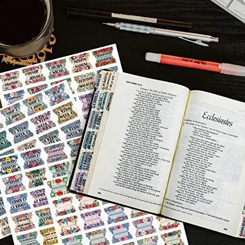 CUALFEC Bible Index Tabs Matte Laminated Floral Design 122 Pcs | Organise Scripture with Ease thumbnail 4