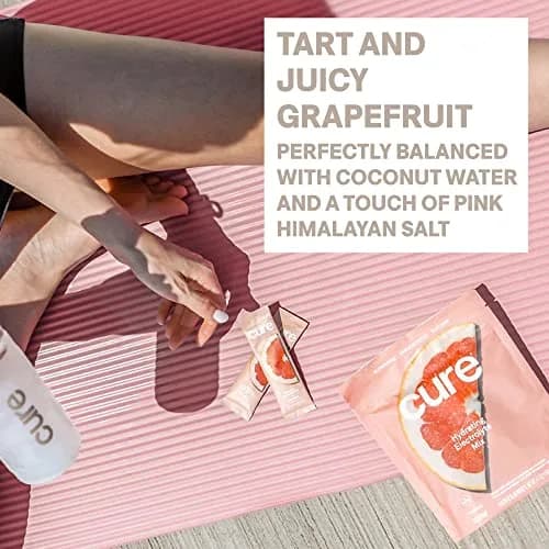 Cure Hydration Electrolyte Drink Powder Grapefruit 14 Packets | 4x Electrolytes, No Added Sugar, WHO-ORS Based thumbnail 5
