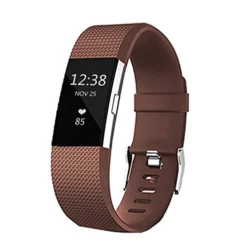 Yuuol Replacement Bands for Fitbit Charge 2, Silicone Classic Bands for Fitbit Charge 2 (Large, Brown) | Adjustable & Waterproof thumbnail 1