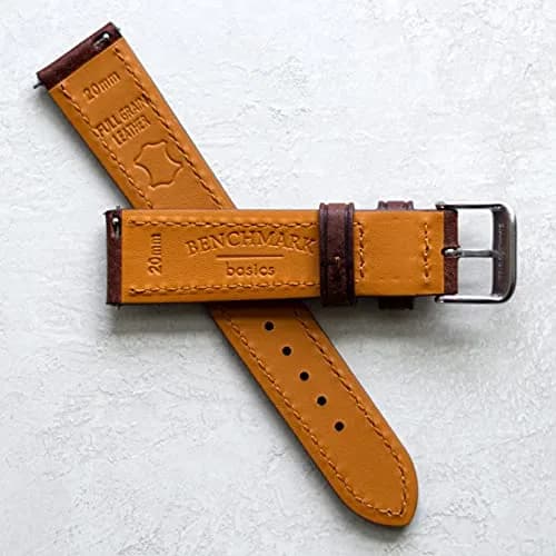 Benchmark Basics Quick Release Leather Watch Band - Premium Italian Full Grain Leather, 20mm | Classic Style & Easy Swap thumbnail 5