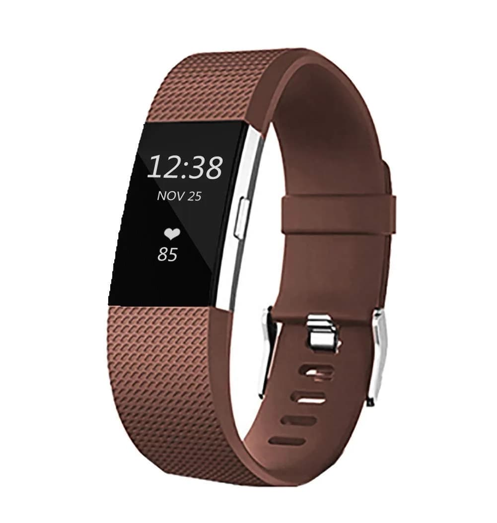 Yuuol Replacement Bands for Fitbit Charge 2, Silicone Adjustable Classic Bands for Fitbit Charge 2, Women Men (Large, Black) — Brown / Small