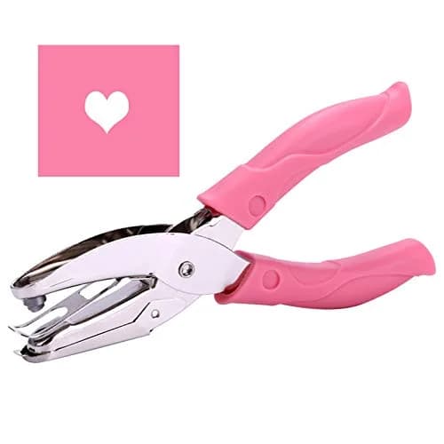 Yansanido Heart Shape Hole Punch 6.3 inch | Handheld Paper & Leather Punch with Pink Leather Cover thumbnail 1