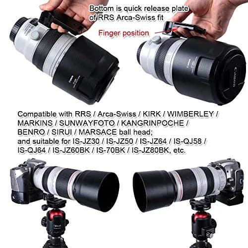 iShoot Lens Collar Foot Tripod Mount Ring Base for Canon EF 100-400mm f/4.5-5.6L IS II USM | Quick Release Plate, CNC Aluminum thumbnail 7