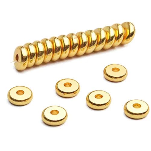 BronaGrand 200pcs 8mm Flat Round Rondelle Spacer Beads Disc Spacers for DIY Bracelet Necklace Crafts, Gold | 200 pcs (7.1 oz) thumbnail 5