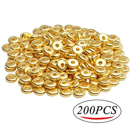 BronaGrand 200pcs 8mm Flat Round Rondelle Spacer Beads Disc Spacers for DIY Bracelet Necklace Crafts, Gold | 200 pcs (7.1 oz) thumbnail 4