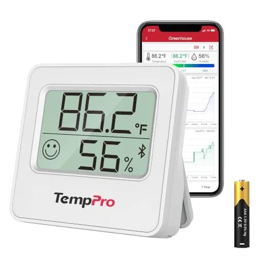 TempPro Bluetooth Digital Hygrometer Thermometer 260ft Range | Monitors Home Environment with Smart App Alerts thumbnail 1