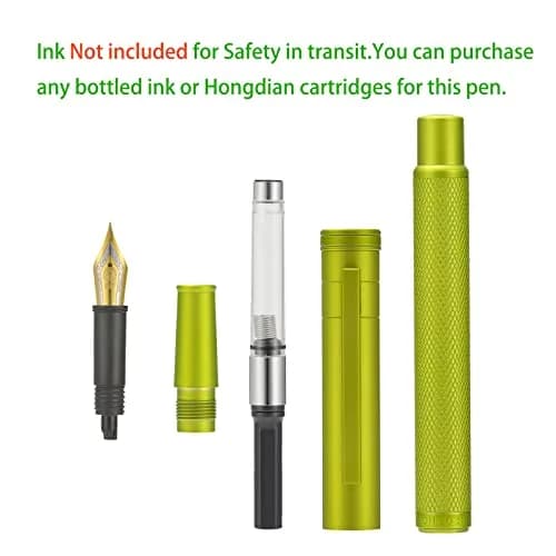 Asvine Mustard Yellow Forest Fountain Pen Fine Nib, Classic Design with Converter and Metal Pen Case | 0.5mm Fine Nib thumbnail 5