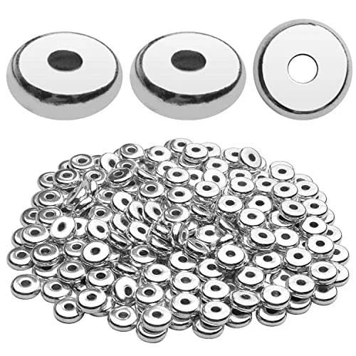 BronaGrand 8mm Flat Round Rondelle Spacer Beads Disc Spacers 200pcs (6.6g) | Silver Metal Alloy for DIY Jewelry thumbnail 1