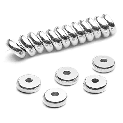 BronaGrand 8mm Flat Round Rondelle Spacer Beads Disc Spacers 200pcs (6.6g) | Silver Metal Alloy for DIY Jewelry thumbnail 5
