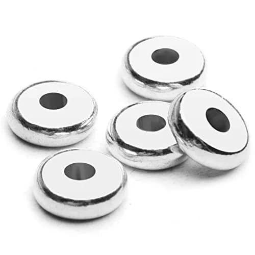 BronaGrand 8mm Flat Round Rondelle Spacer Beads Disc Spacers 200pcs (6.6g) | Silver Metal Alloy for DIY Jewelry thumbnail 6