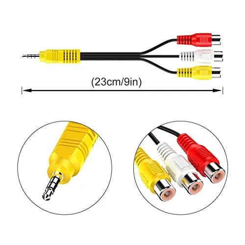 Adaptermvp 3.5mm to 3 RCA AV Cable 23cm (9in) for TCL TV Only | Composite Video & Stereo Audio Signal thumbnail 3