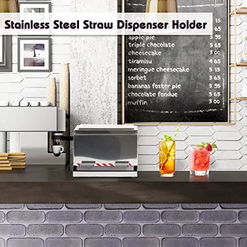 Creproly Stainless Steel Straw Dispenser Holder with Adjustable Aperture | 24.1 cm (9.5 in) Height thumbnail 5