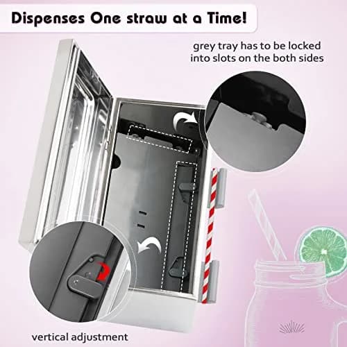 Creproly Stainless Steel Straw Dispenser Holder with Adjustable Aperture | 24.1 cm (9.5 in) Height thumbnail 2