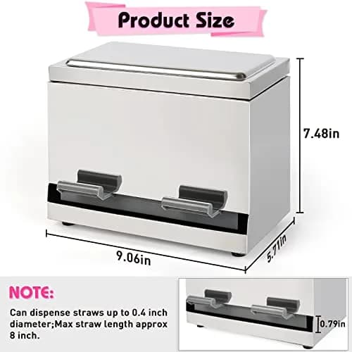Creproly Stainless Steel Straw Dispenser Holder with Adjustable Aperture | 24.1 cm (9.5 in) Height thumbnail 3