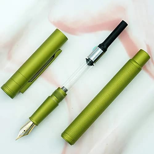 Asvine Mustard Yellow Forest Fountain Pen Bent Nib, Classic Design with Converter and Metal Pen Case | Smooth Ink Flow thumbnail 6
