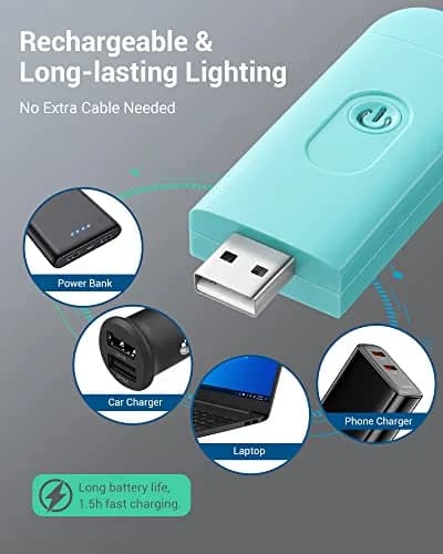 DEWENWILS Clip-On Book Reading Light with USB Rechargeable Battery, Blue | Adjustable Brightness & Color Temperature thumbnail 3
