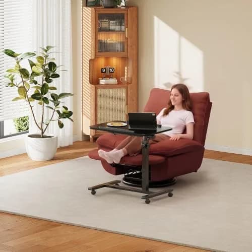 Furist Adjustable Overbed Table with Wheels | 92.7cm (36.5") Height, Tilting Surface thumbnail 4