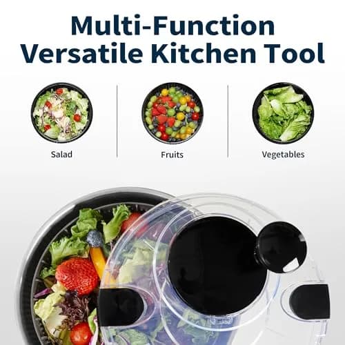 SveBake Stainless Steel Salad Spinner 4.8 Qt | Easy Clean Crank Design with Non-Slip Base thumbnail 7