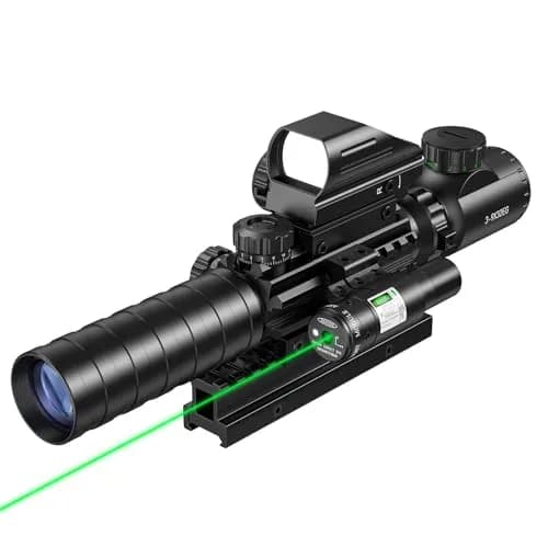 MidTen 3-9x32 4-in-1 Scope Combo with Dual Illuminated Scope Optics & 4 Holographic Reticle Rangefinder Illuminated Sight & 20mm Mount | Versatile Hunting & Shooting Scope thumbnail 1