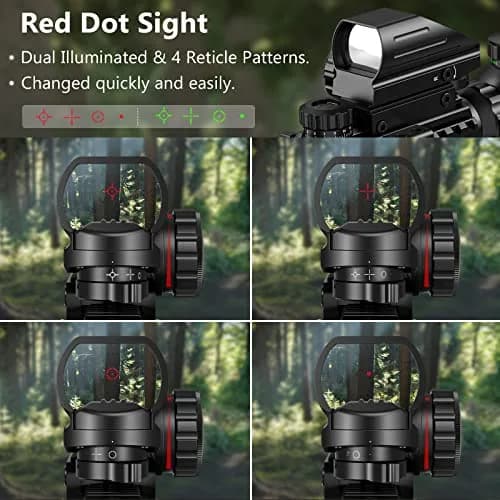 MidTen 3-9x32 4-in-1 Scope Combo with Dual Illuminated Scope Optics & 4 Holographic Reticle Rangefinder Illuminated Sight & 20mm Mount | Versatile Hunting & Shooting Scope thumbnail 5