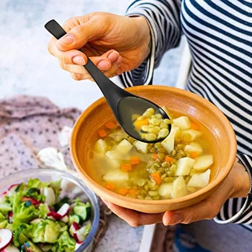 HIWARE Matte Black Heavy-Weight Soup Spoons, Stainless Steel, 17.5 cm (6.9 inches) - Set of 4 thumbnail 5