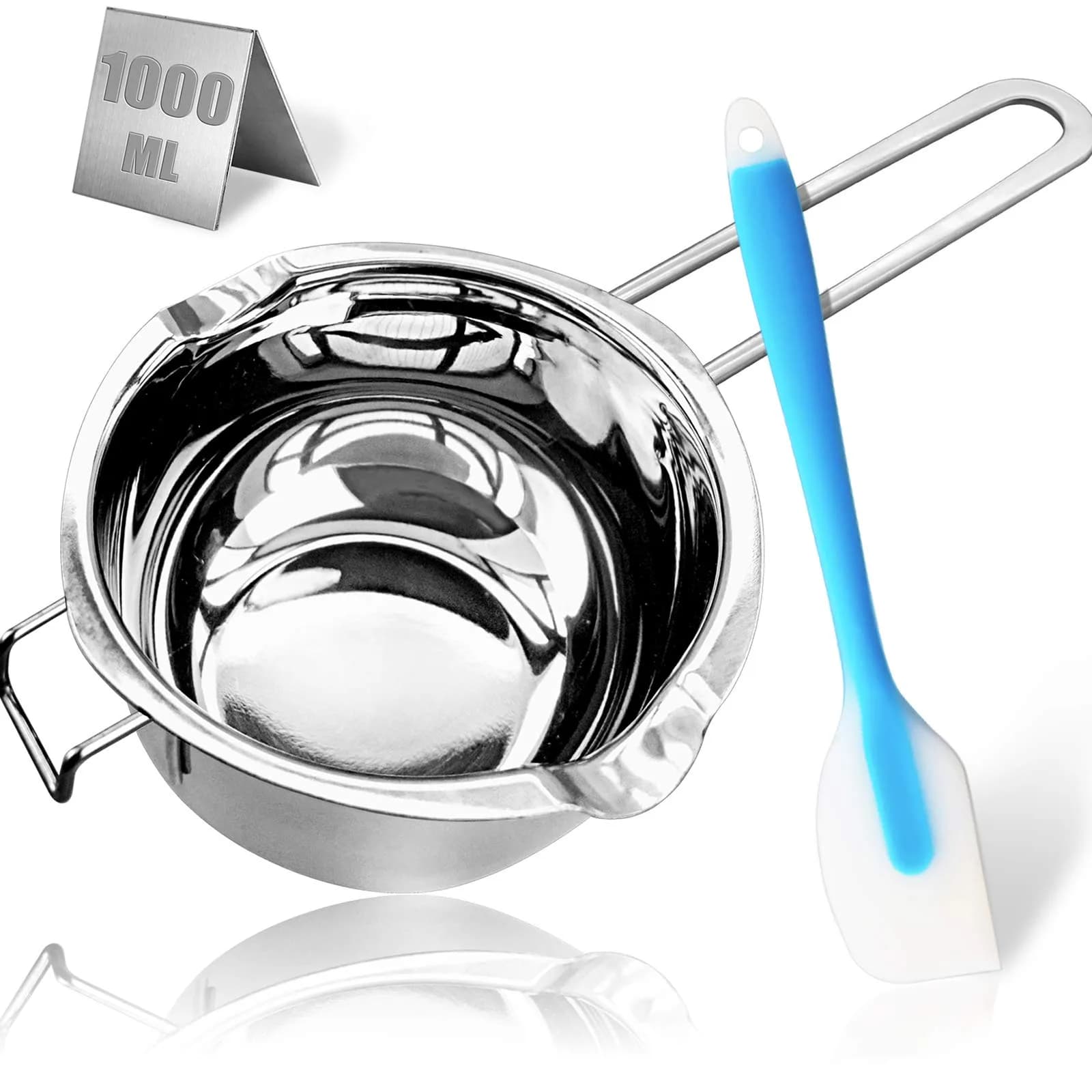 Marsheepy 1QT Double Boiler Melting Pot 1000ml (33.8 Fl Oz) | Stainless Steel Chocolate Wax Candy Melting Pot with Spatula - main product image