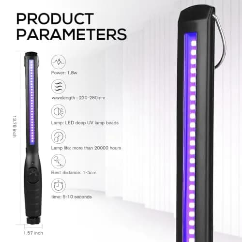 ESUEXO UV Light Sanitizer Portable Travel UV Light Sanitizer Wand 1 Count (Pack of 1) | Handheld UV Disinfection thumbnail 5