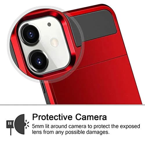 Vofolen Wallet Card Holder Case for iPhone 12 (6.1 inch) | Red Sliding Cover with Hidden Pocket thumbnail 4