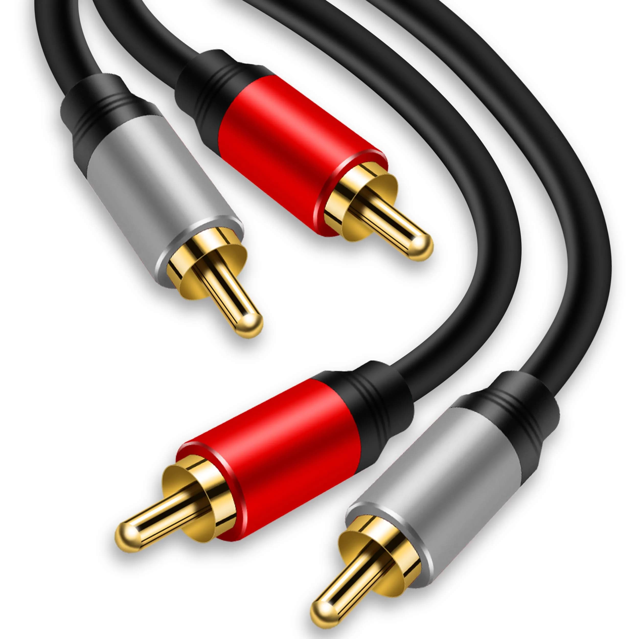 Tan QY 2RCA to 2RCA Audio Cable 8m (25Ft) | Gold-Plated Connectors for Clear Stereo Sound
