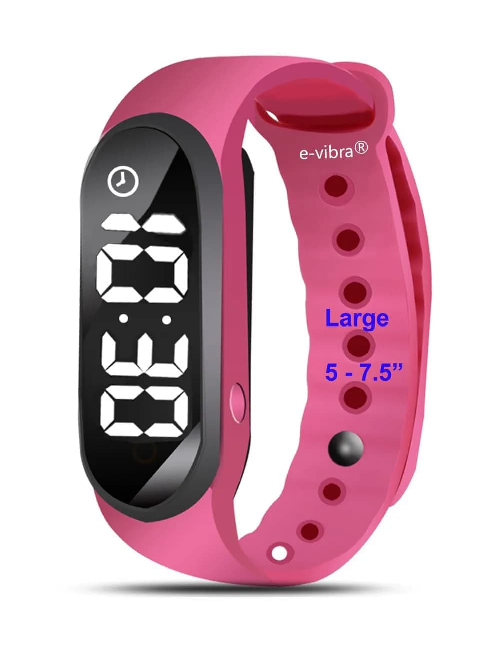 e-vibra Vibrating Alarm Watch for Potty Training & Reminders - 12 Alarms, Rechargeable, Hot Pink (Large), 10-17cm Wrist