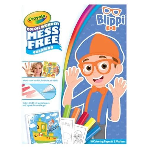 Crayola Blippi Color Wonder Coloring Set, 18 Mess Free Pages & 5 Markers | Toddler Art Activity thumbnail 1