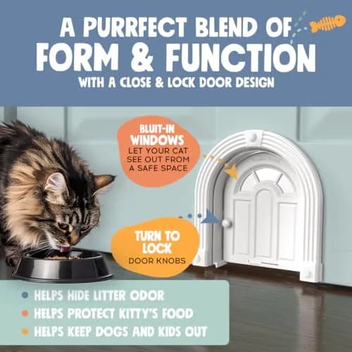 Purrfect Portal Meow Manor Cat Door Interior Door - Pure White, 8.25" (20.95 cm) High | No-Flap Design for Cats Up to 20 lbs (9.07 kg) thumbnail 3