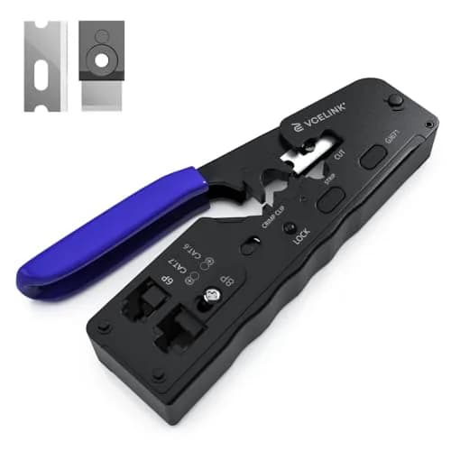 VCELINK All-In-One Ethernet Crimper Tool with Mini Stripper for Cat6/Cat5e RJ45 Connectors | 23-28AWG Cable thumbnail 8